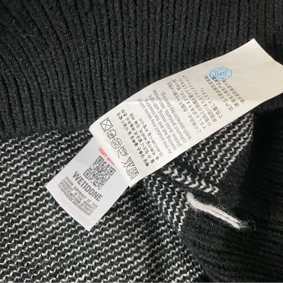 WELLDONE Jacquard Sweater Black Wool Blend Mens Size Medium - Picture 8 of 13